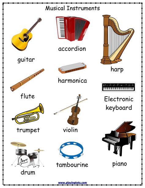 Music Instrument Worksheets For Kids