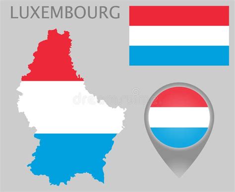 Luxembourg Flag, Map and Map Pointer Stock Vector - Illustration of ...