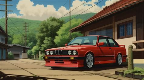 Studio Ghibli inspired Desktop wallpaper of a BMW M3 E30 16:9 aspect ratio (AI Generated) Tags ...