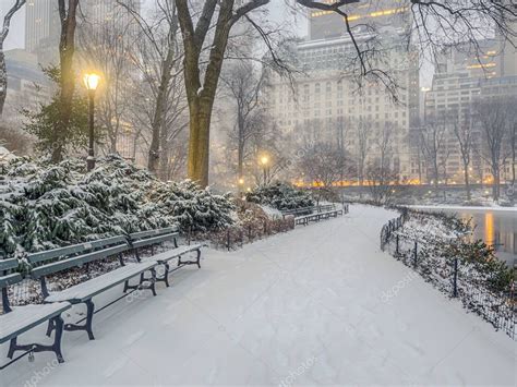 Central Park, New York City snow storm — Stock Photo © johnanderson ...