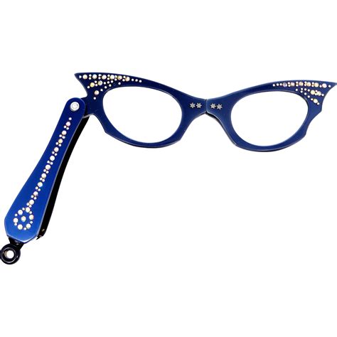 Vintage Blue Rhinestone Folding Cat's Eye Glasses | Blue rhinestones, Cat eye glasses, Blue