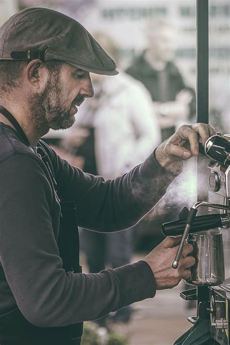 man, foaming milk, people, worker, bartender, coffeemaker, smoke, hot, restaurant, coffee | Pxfuel