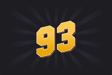 Number 93 vector font alphabet. Yellow 93 number with black background ...