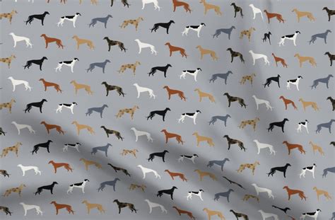 Greyhound Fabric Greyhounds Pattern Grey Multi Colored Coats | Etsy