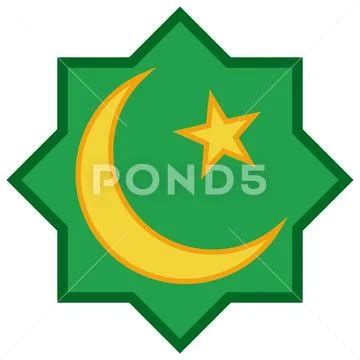 Icon islam ramadan, moon silhouette mosque, muslim prayer logo kaaba ~ Clip Art #230224635