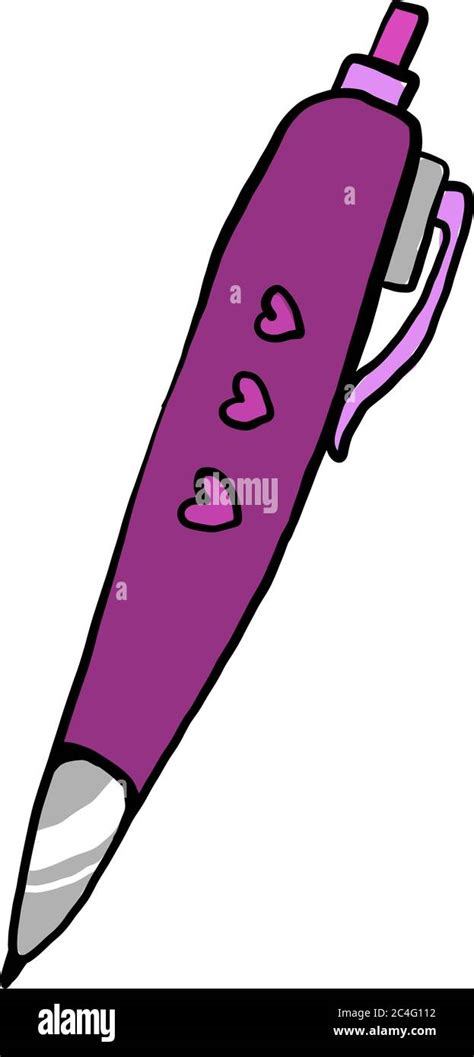 Purple pen, illustration, vector on white background Stock Vector Image ...