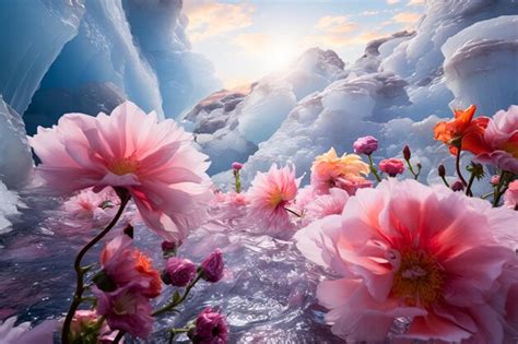 Premium AI Image | Flowers bloom in Antarctica Climate changes Melting glacier Global changes on ...