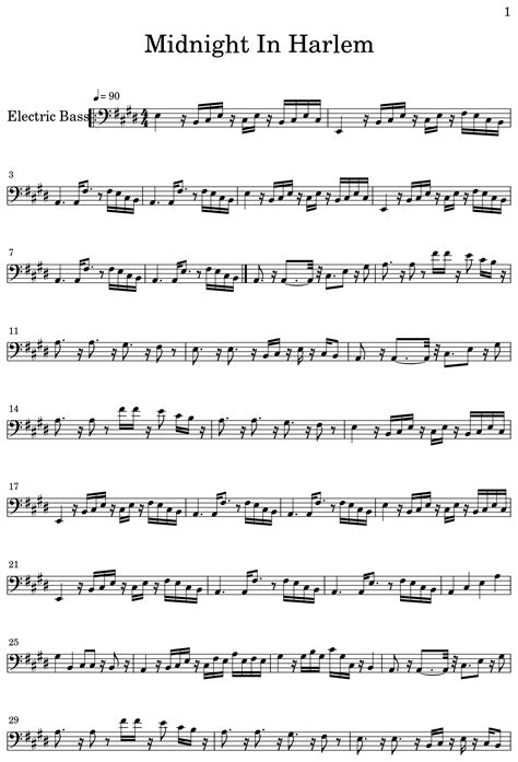 Midnight In Harlem - Sheet music for Electric Bass