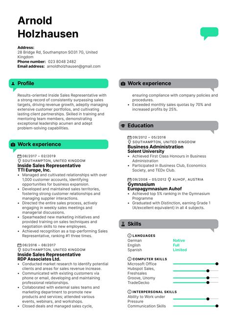 Inside Sales Representative Resume Sample | Kickresume