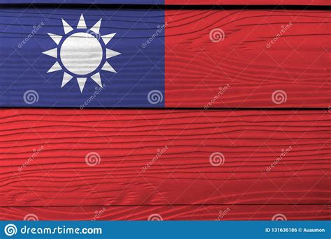 Flag of Chinese Taipei on Wooden Plate Background. Grunge Taiwan Flag Texture. Stock Photo ...