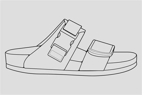 strap sandals outline drawing vector, strap sandals in a sketch style ...