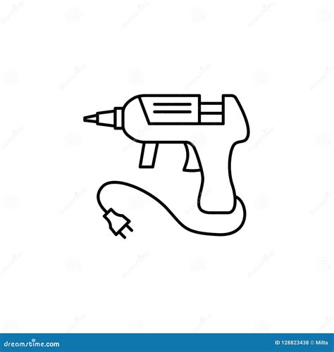 Black & White Vector Illustration of Hot Glue Gun. Line Icon of Stock ...