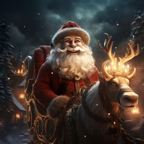 Premium AI Image | Santa Claus Rudolph the RedNosed Reindeer sleigh ...