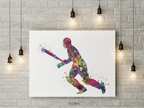 Cricket Player Man Watercolor Print Male Cricket Cricket Art - Etsy