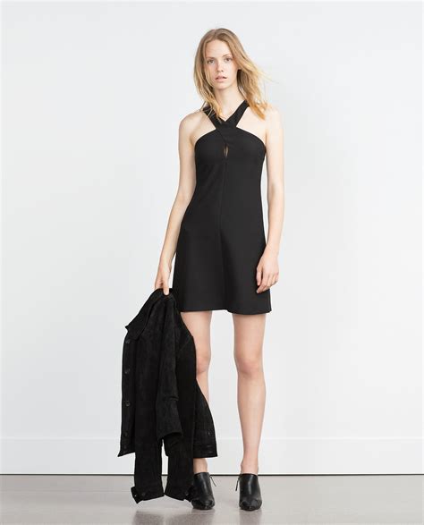 Zara Halter Neck Dress Halter Neck Dress in Black | Lyst