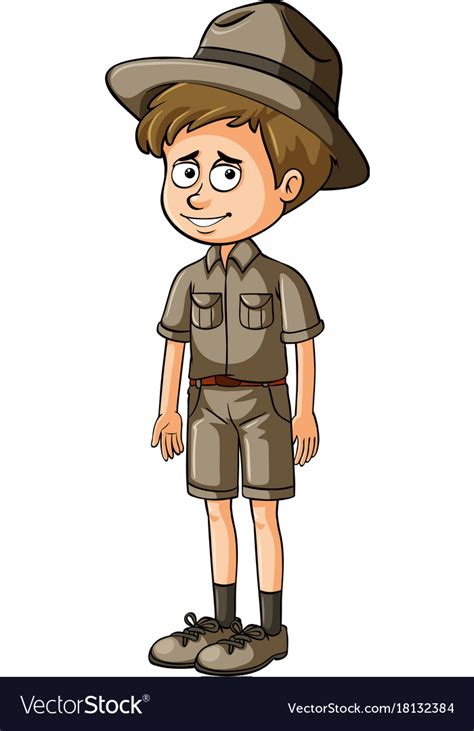 Zookeeper in brown uniform Royalty Free Vector Image