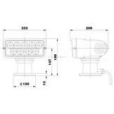 7x3 " LED Cabin Searchlight (12 - 24 VDC / 38 W) with lamp, remote control panel and cable - 1st ...