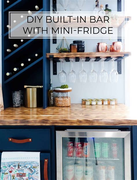 DIY Built-In Bar with Mini Fridge - Pine and Poplar