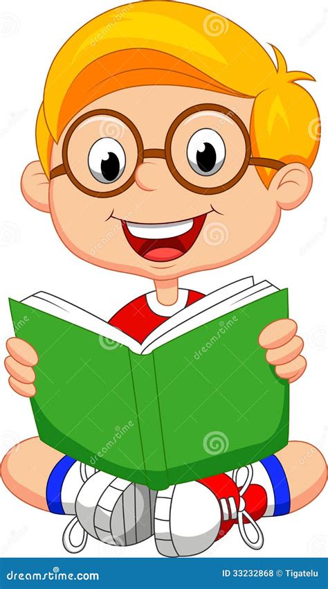 Young Boy Cartoon Reading Book Royalty Free Stock Photos - Image: 33232868