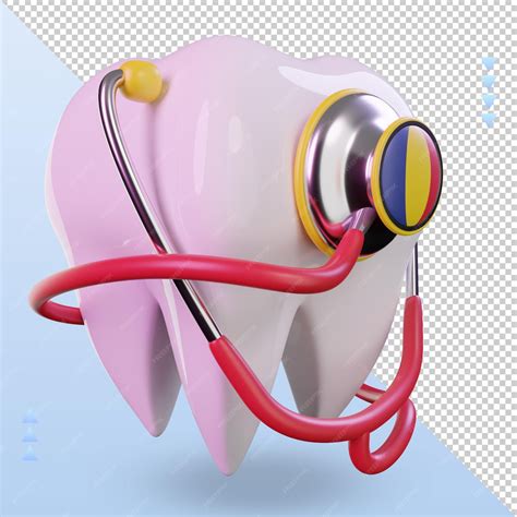 Premium PSD | 3d dentist stethoscope romania flag rendering left view