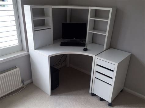 IKEA MICKE Corner workstation in white with matching filing cabinet ...