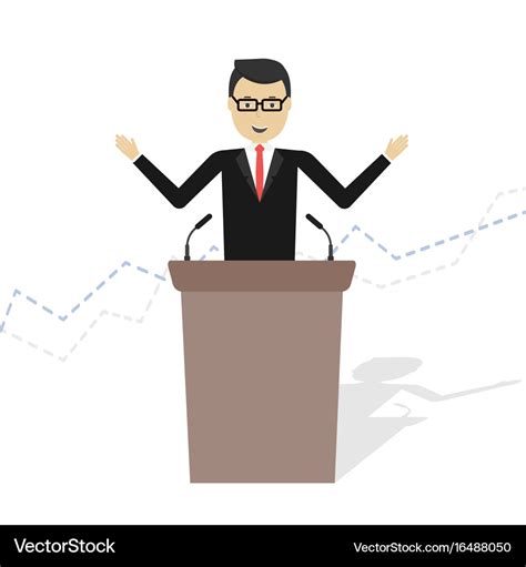 Cartoon businessman talking on podium Royalty Free Vector