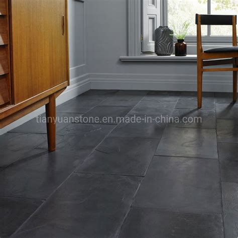 Chinese Cheap Black Slate Flooring Tile with Natural Surface 30X60cm - Black Slate and Stone Slate