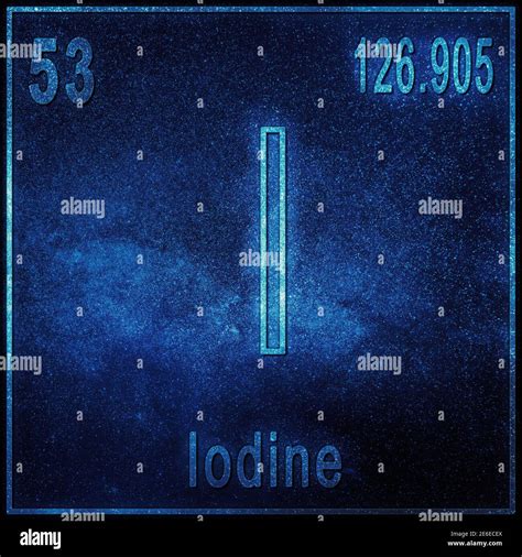 Iodine chemical element, Sign with atomic number and atomic weight ...