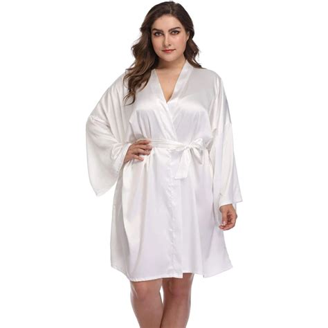 Plus Size Silk Robes For Women With Belt 100% Real Short Silk Kimono R – slipintosoft | Poplin ...