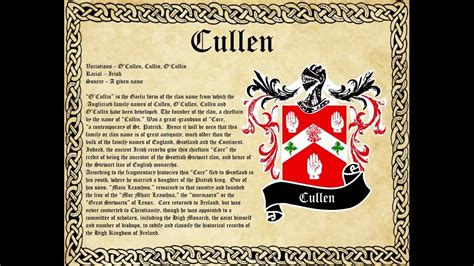 Cullen Surname Family History and Coat of Arms - YouTube