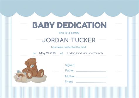 Printable Baby Dedication Certificate