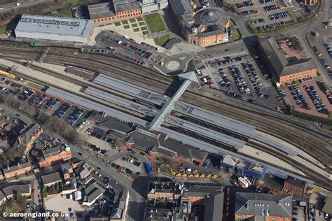 aeroengland | aerial photograph of Derby Railway Station Derbyshire England UK