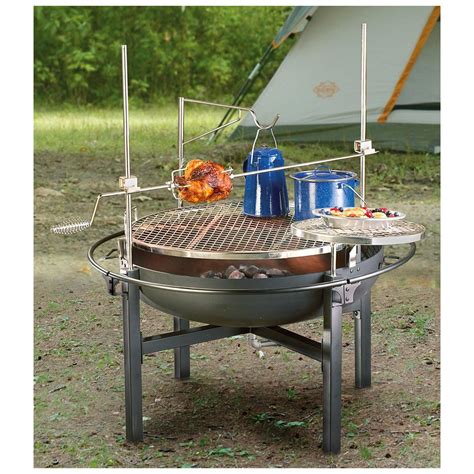 Cowboy Fire Pit Rotisserie / Grill - 282386, Stoves at Sportsman's Guide