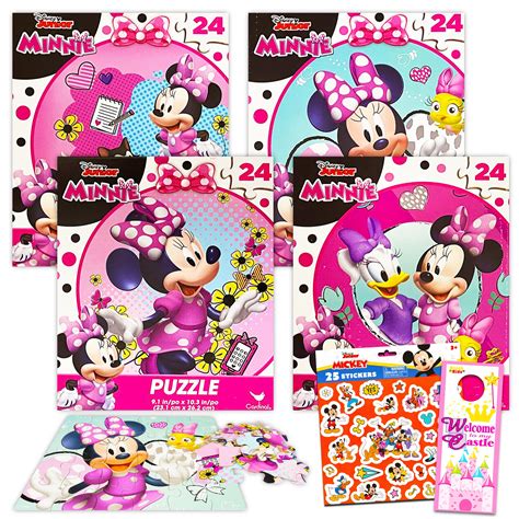 Buy Disney Minnie Mouse Jigsaw Puzzle Bundle - 4 Pack Minnie Mouse Puzzles 24 Piece with Disney ...