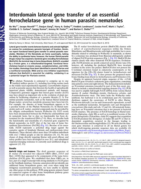 [PDF] Interdomain lateral gene transfer of an essential ferrochelatase gene in human parasitic ...