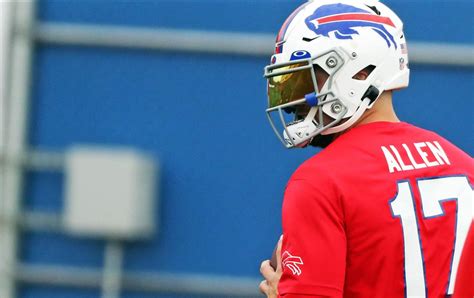 Why is Bills quarterback Josh Allen wearing a visor in practice?