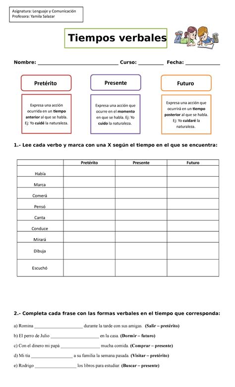 ⊛ Los tiempos verbales en español: una guía completa ⊛ Descargar PDF y WORD