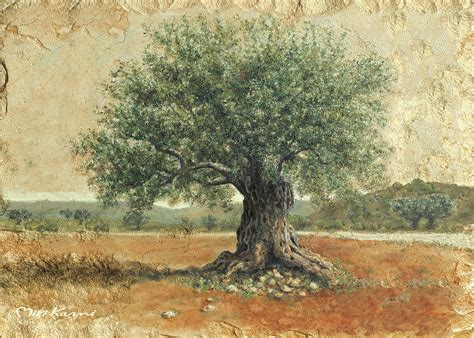 Ancient olive tree Painting by Miki Karni