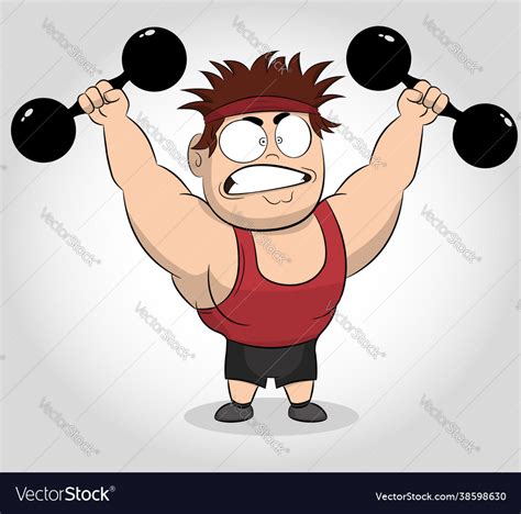 Funny man holding a dumbbells Royalty Free Vector Image