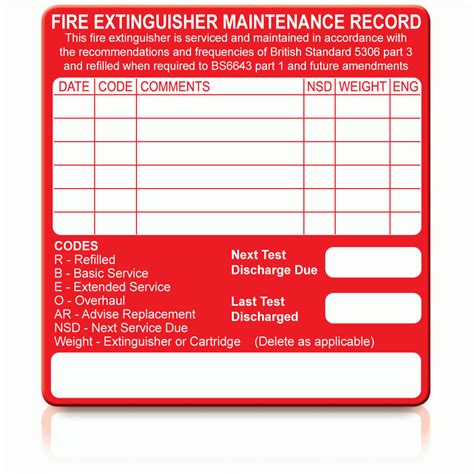 Buy Fire Extinguisher Maintenance Labels | White on Red