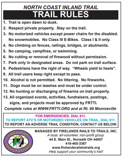 Trail Rules – Firelands Rails to Trails, Inc.