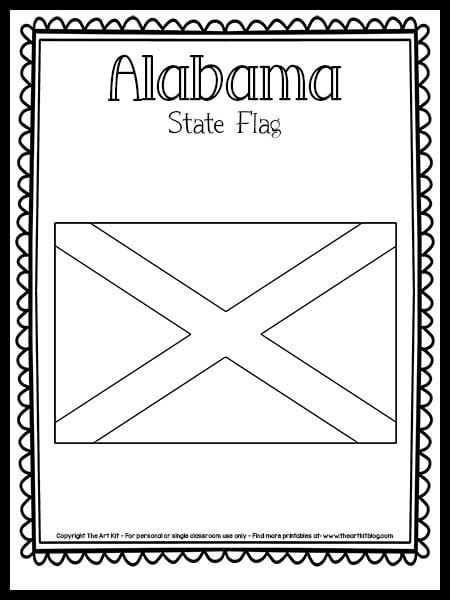 Alabama State Flag Coloring Page {FREE Printable!} - The Art Kit