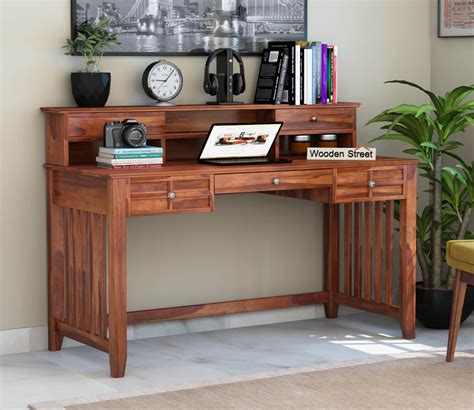 Buy Wallace Computer Table With Drawers (Honey Finish) Online in India ...