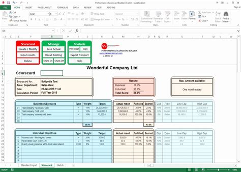 Employee Performance Scorecard Template Excel - Free Sample, Example & Format Templates - Free ...