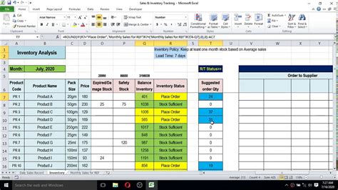 Inventory Using Excel