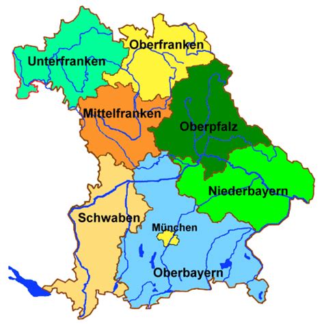 Karte Bayern Landkarte Regierungsbezirke Regionen Ausflugsziele Landkreise Bayern