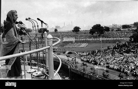 Prime Minister Indira Gandhi giving a speech Stock Photo, Royalty Free ...