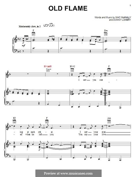 Old Flame (Alabama) by D. Lowery, M. McAnally - sheet music on MusicaNeo