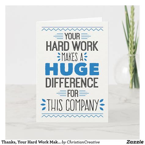 Thanks, Your Hard Work Makes Huge Difference Thank You Card | Zazzle | Business thank you cards ...