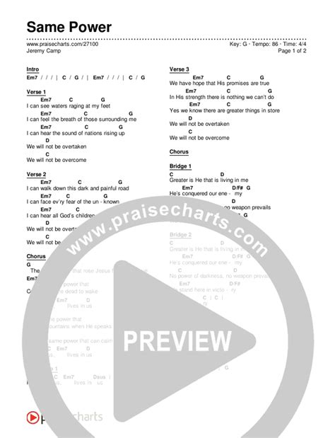 Same Power Chords PDF (Jeremy Camp) - PraiseCharts